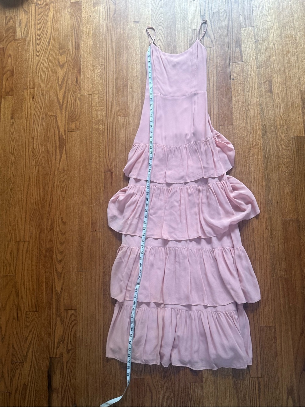 Reformation Foxglove Dress Tiered Spaghetti-Strap Maxi in Blush Size 0 - Picture 12 of 12